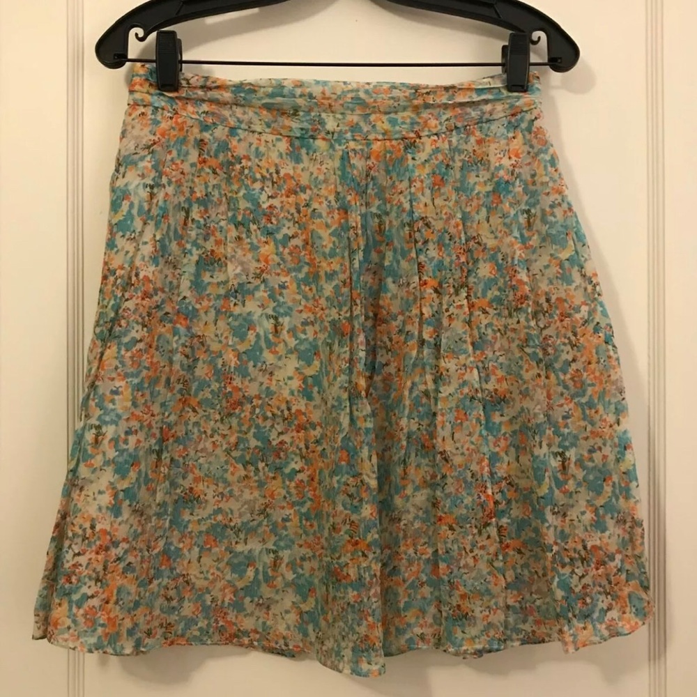 J crew water color silk skirt